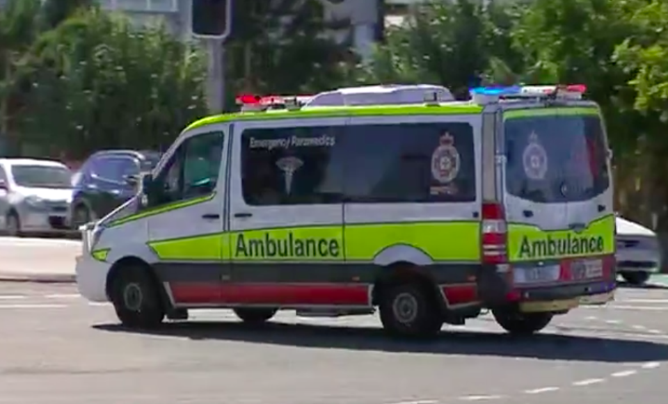 An ambulance arrives at the hospital on Friday. Source: 7News