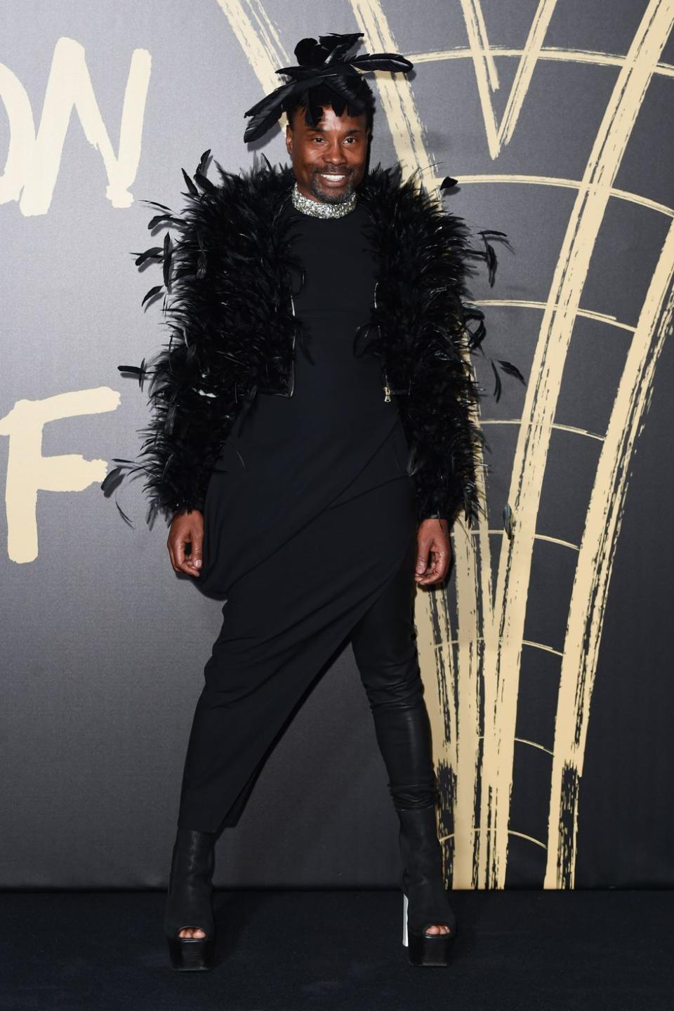 billy porter black feathers