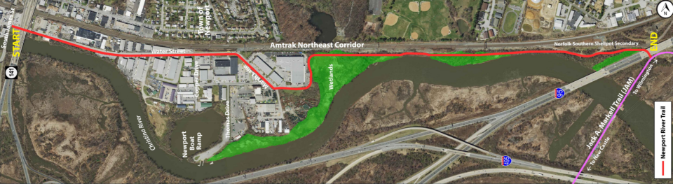 The planned Newport River Trail alongside the Christina River was presented visually to the public this past spring at an open house.