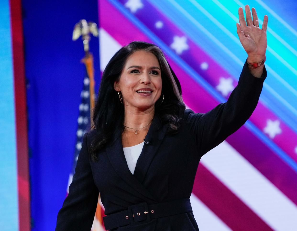 Former Hawaii Rep. Tulsi Gabbard during the Conservative Political Action Conference, CPAC 2024, at the Gaylord National Resort & Convention Center.