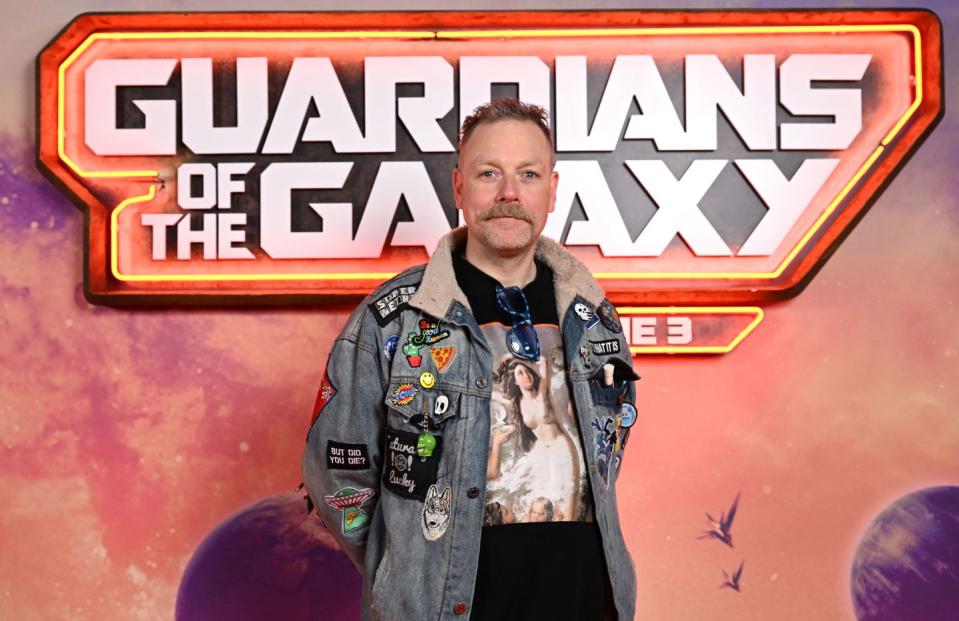 rufus hound attends the uk multimedia screening of marvel studios' guardians of the galaxy vol 3