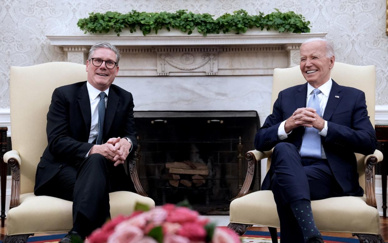 Joe Biden and Sir Keir Starmer in a bilateral meeting at the White House on Wednesday