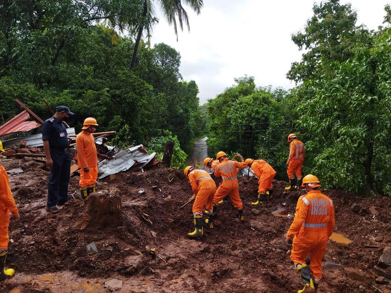 Search and rescue operation after a landslide following heavy rains in Ratnagiri district