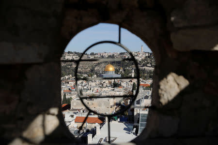 A general view shows the Dome of the Rock and Jerusalem's Old City from David Tower December 4, 2017. REUTERS/Ronen Zvulun