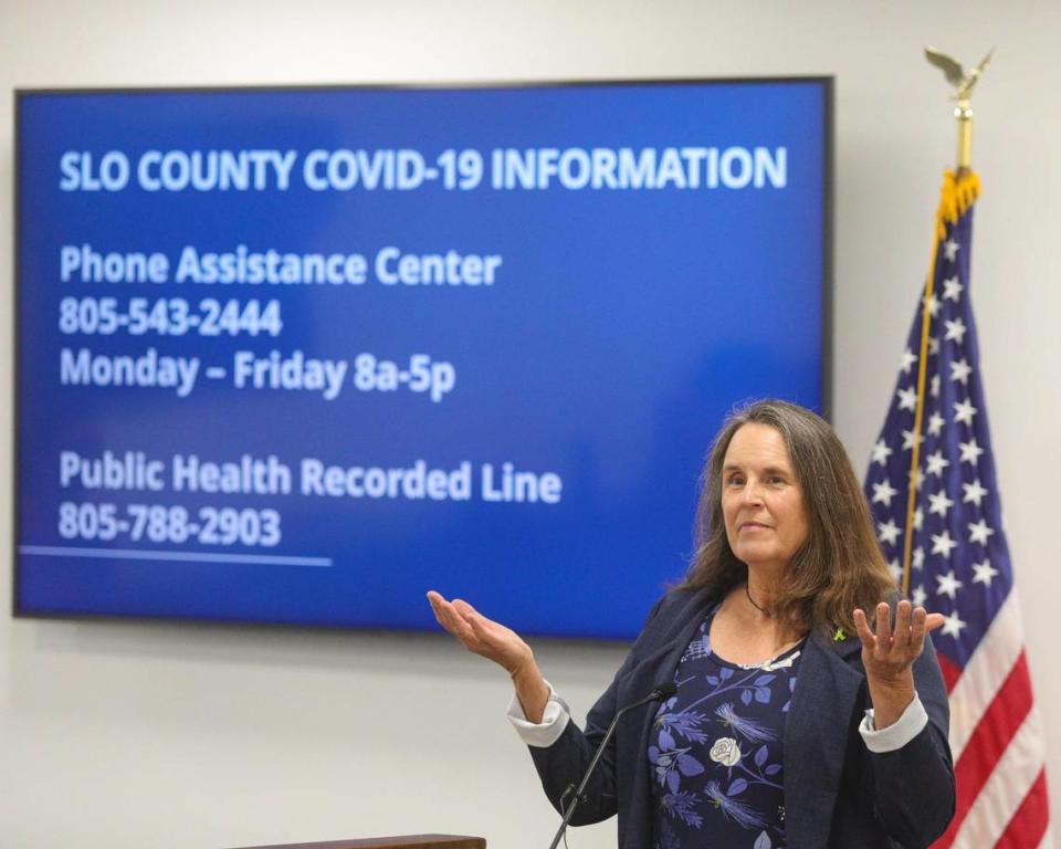 Anne Robin, San Luis Obispo County Behavioral Health Department director, speaks about ways to reduce anxiety amid the COVID-19 crisis at a coronavirus news conference on Wednesday, July 22, 2020.