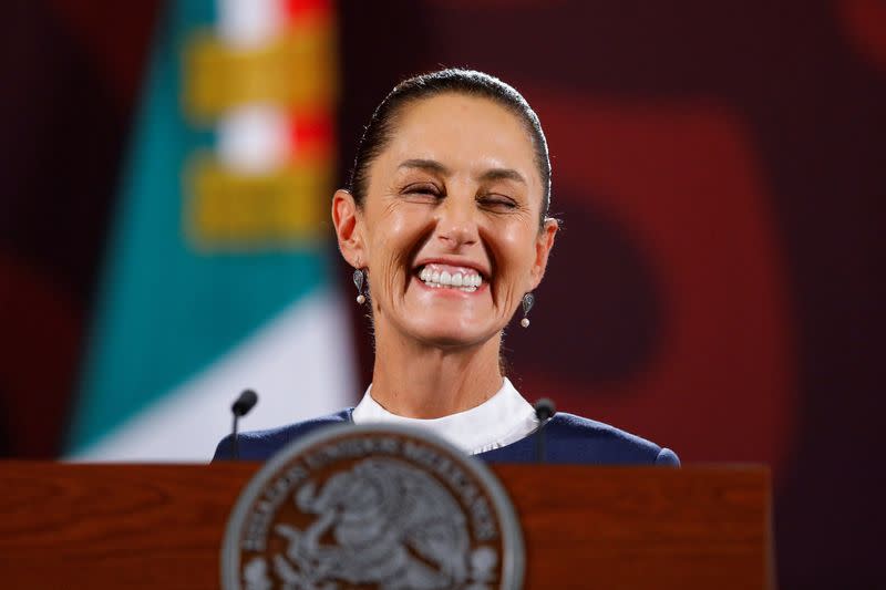 Mexican President-elect Claudia Sheinbaum holds a press conference, in Mexico City