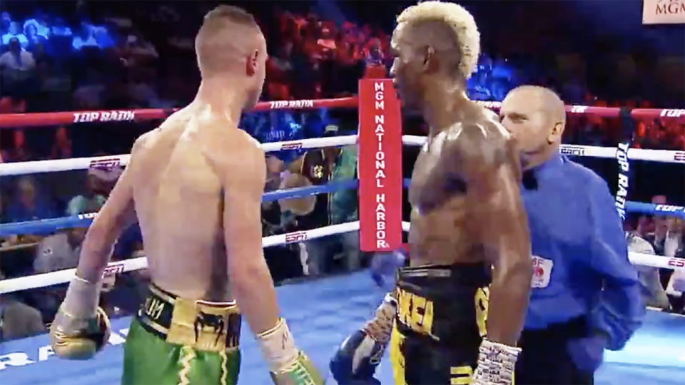 Maxin Dadashev (L) during his bout with Subriel Matias. Image: ESPN