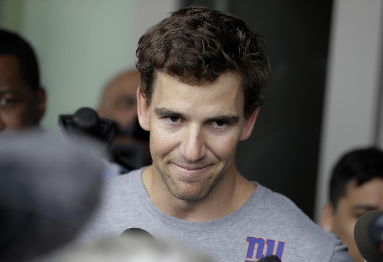 Eli Manning cringed at how his new understudy first greeted him on the phone. (AP)