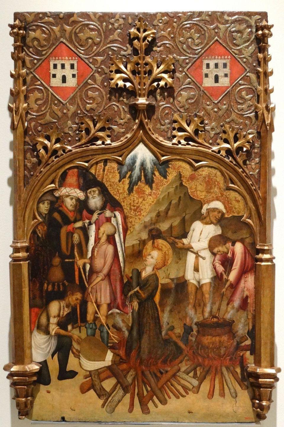 Pintura de Bernat Martorell que representa el Martirio de Santa Lucía. 