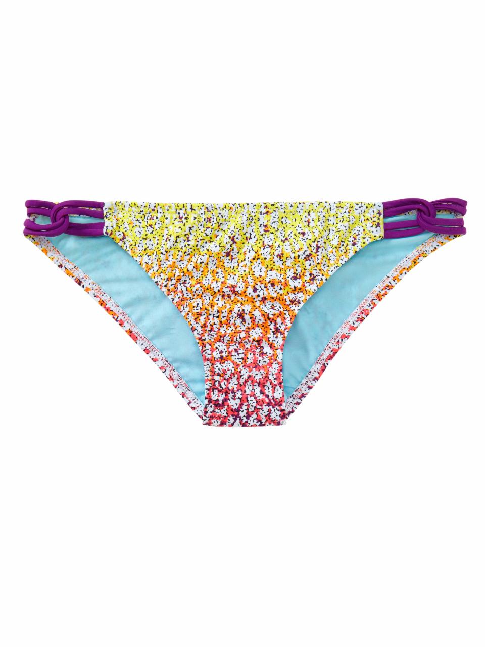 This product image released by Athleta shows a bikini bottom. Swim separates, including bikini and tankini tops, and brief, bikini and short-style bottoms, were introduced into wide distribution several years ago. They were intended to solve a practical problem when consumers needed a bigger top or bigger bottom, but women have since started using them to make a style statement. (AP Photo/Athleta)