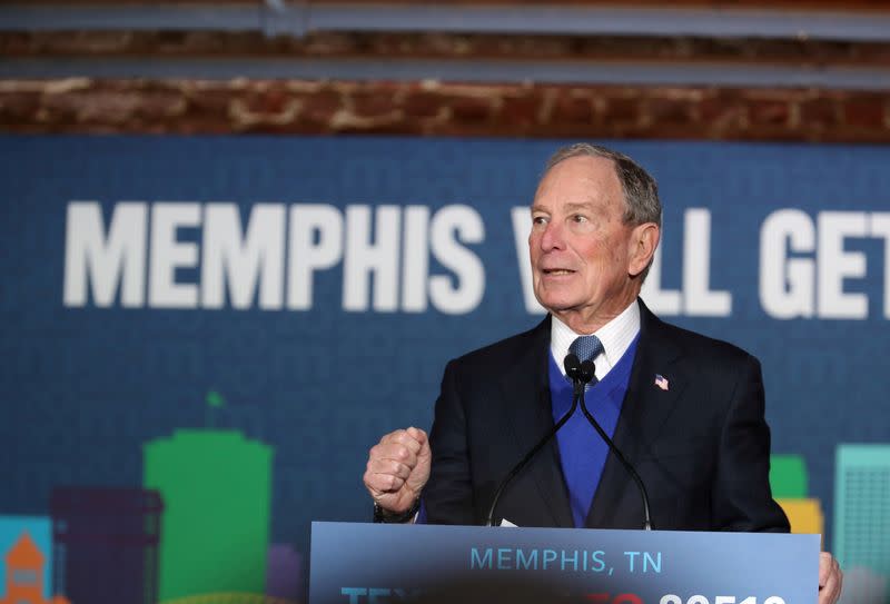 FILE PHOTO: U.S. Democratic presidential candidate Bloomberg appears at campaign event in Memphis