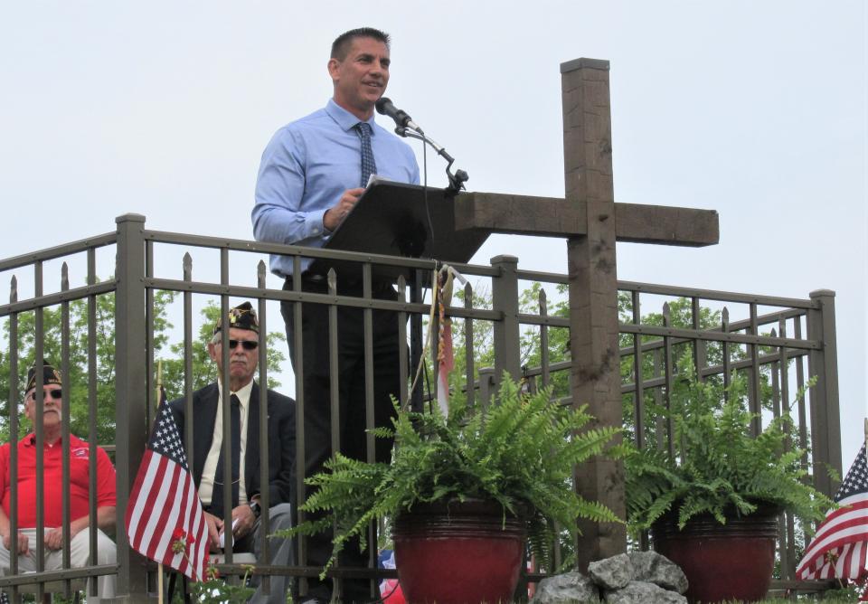 U.S. Army veteran Cory Allison was the main speaker at the Millersburg Memorial Day ceremony in 2021 held at Oak Hill Cemetery.