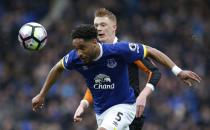 <p>Everton’s Ashley Williams in action with Hull City’s Sam Clucas </p>