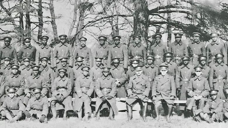 This image from the fall of 1916 shows members of the No. 2 Construction Battalion, Canada's first military unit made up primarily of black personnel.