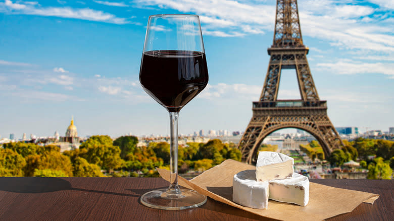 wine and cheese Eiffel tower