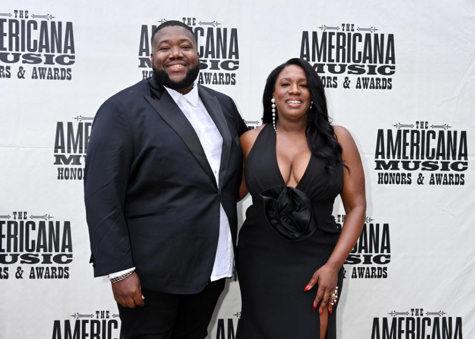 Michael Trotter Jr. and Tanya Trotter of The War and Treaty at The Americana Music Association 22nd Annual Honors & Awards Show on September 20, 2023 at the Ryman Auditorium in Nashville, Tennessee.