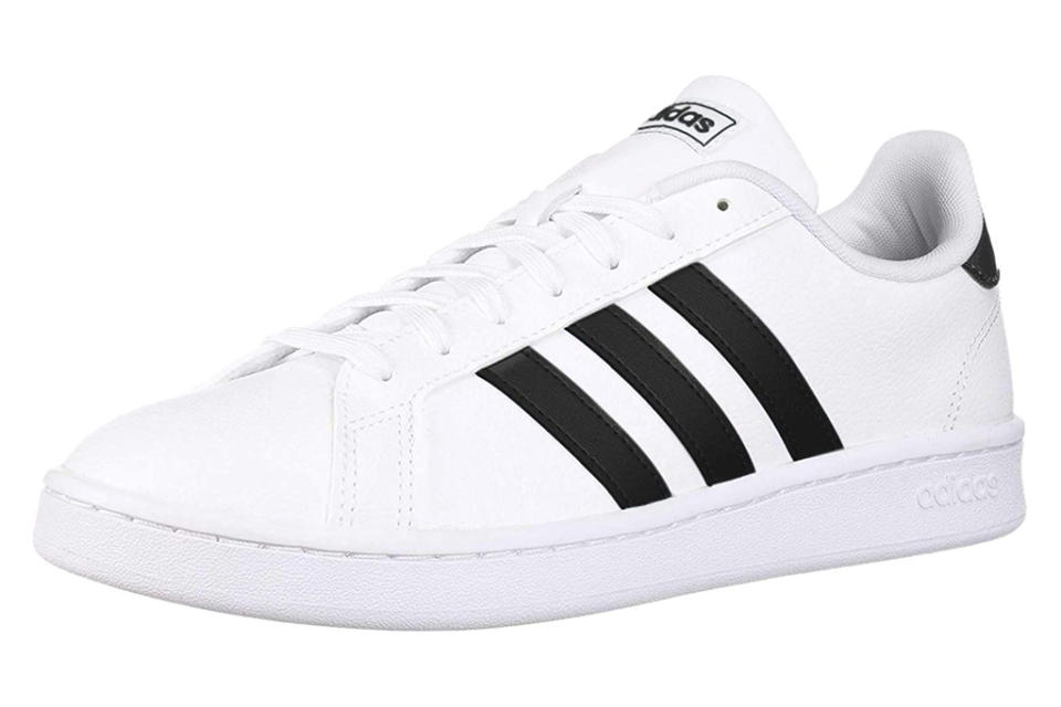 sneakers, black, white, lace-up, adidas