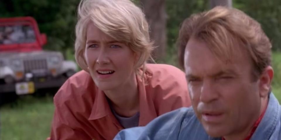 Laura Dern with Sam Neill in 1993's 'Jurassic Park' (credit: Universal)