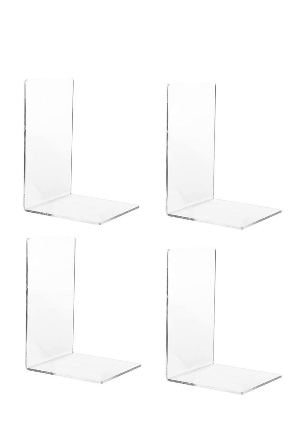 66) Clear Acrylic Bookends (Set of 4)