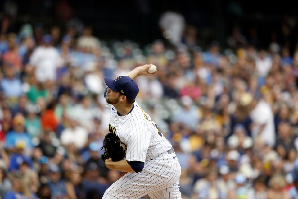 Brewers starting pitcher Corbin Burnes made adjustments with the way he was pitching against right-handed hitters and that helped him being named National League pitcher of the month for July.