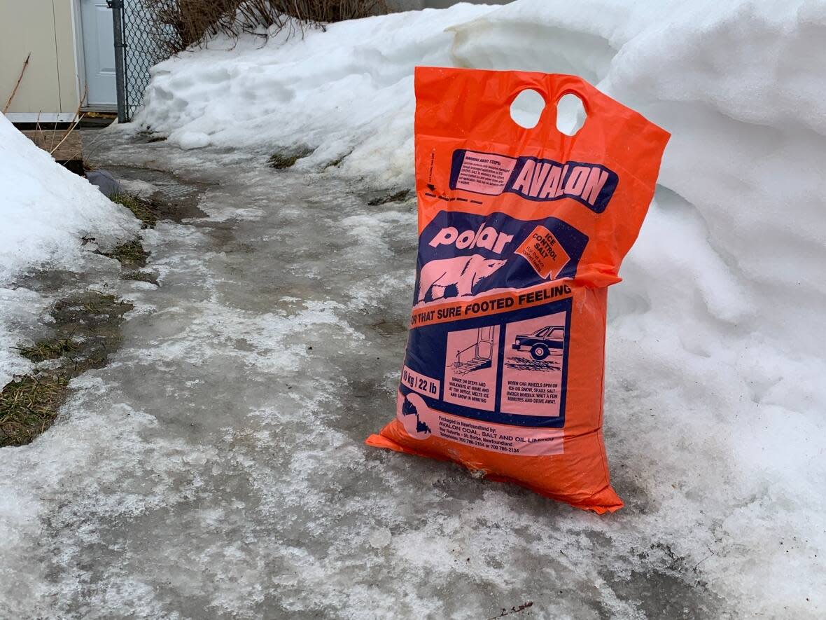 The vice-president of Avalon Coal Salt and Oil says it received tens of thousands of faulty road salt bags from its supplier this year, resulting in a shortage of bags for sale around the Avalon Peninsula.  (Nancy Walsh/CBC - image credit)