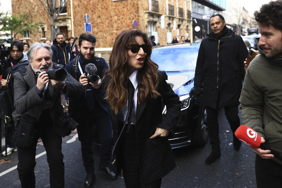 Italian actress Sabrina Impacciatore arrives to support the candidacy of Rome, Tuesday, Nov. 28, 2023 in Issy-les-Moulineaux, outside Paris. In a high-profile showdown, Rome, Busan, and Riyadh are the top contenders as the Bureau International des Expositions (BIE) prepares to vote on Tuesday in Paris for the host city of the 2030 World Expo. (AP Photo/Aurelien Morissard)