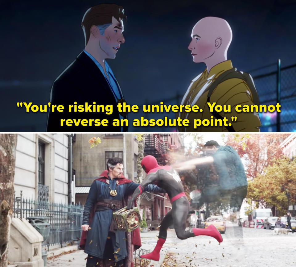 The Ancient One telling Stephen, "You're risking the universe. You cannot reverse an absolute point"