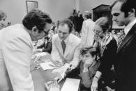 <p>Hillary Rodham working with a House committee on Nixon’s impeachment case (Photo: Wally McNamee/Corbis via Getty Images) </p>