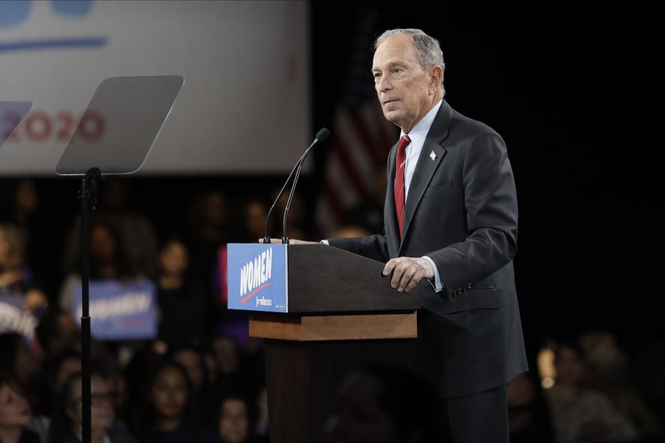 Democratic presidential candidate Michael Bloomberg speaks to supporters Wednesday, Jan. 15, 2020, in New York. (AP Photo/Frank Franklin II)