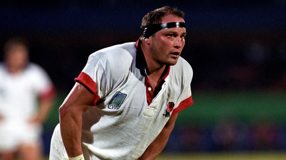 England hooker Brian Moore at 1995 Rugby World Cup. Credit: Alamy