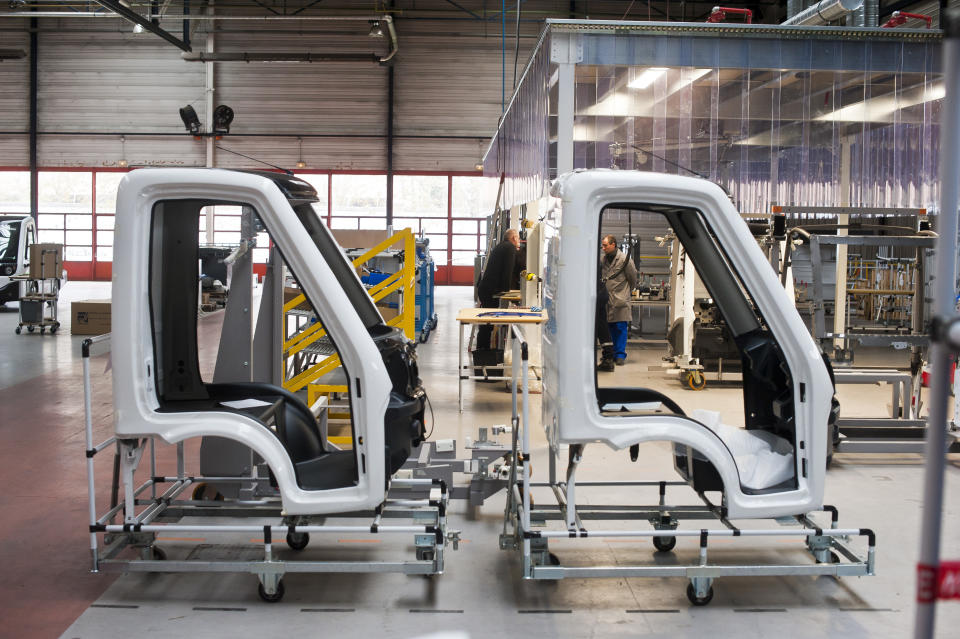 LYON, FRANCE - NOVEMBER 14: Production line of the company SITL (ex FagorBrandt) in Lyon on November 14, 2013, France. In the current tense context of the takeovers of French companies by American companies, an opening seems to be emerging. Washington-based Cenntro Motor, a manufacturer of electric vehicles employing 6,000 people, is ready to invest 15 million euros for the takeover of SITL on the brink of the abyss. This would be the last chance to save the 400 jobs at the Lyon site subcontracting to Fagor Brandt. Decision June 6, 2014 (Photo by Robert DEYRAIL / Gamma-Rapho via Getty Images)