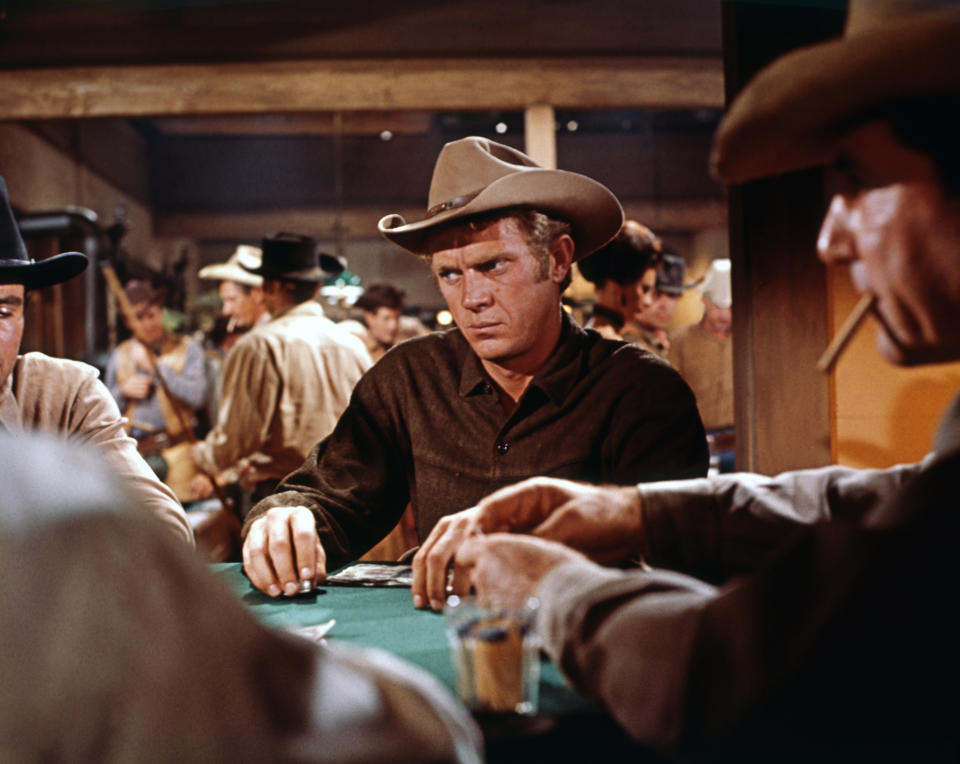 American actor Steve McQueen on the set of Nevada Smith, based on the novel by Harold Robbins, and directed by Henry Hathaway. (Photo by Sunset Boulevard/Corbis via Getty Images)