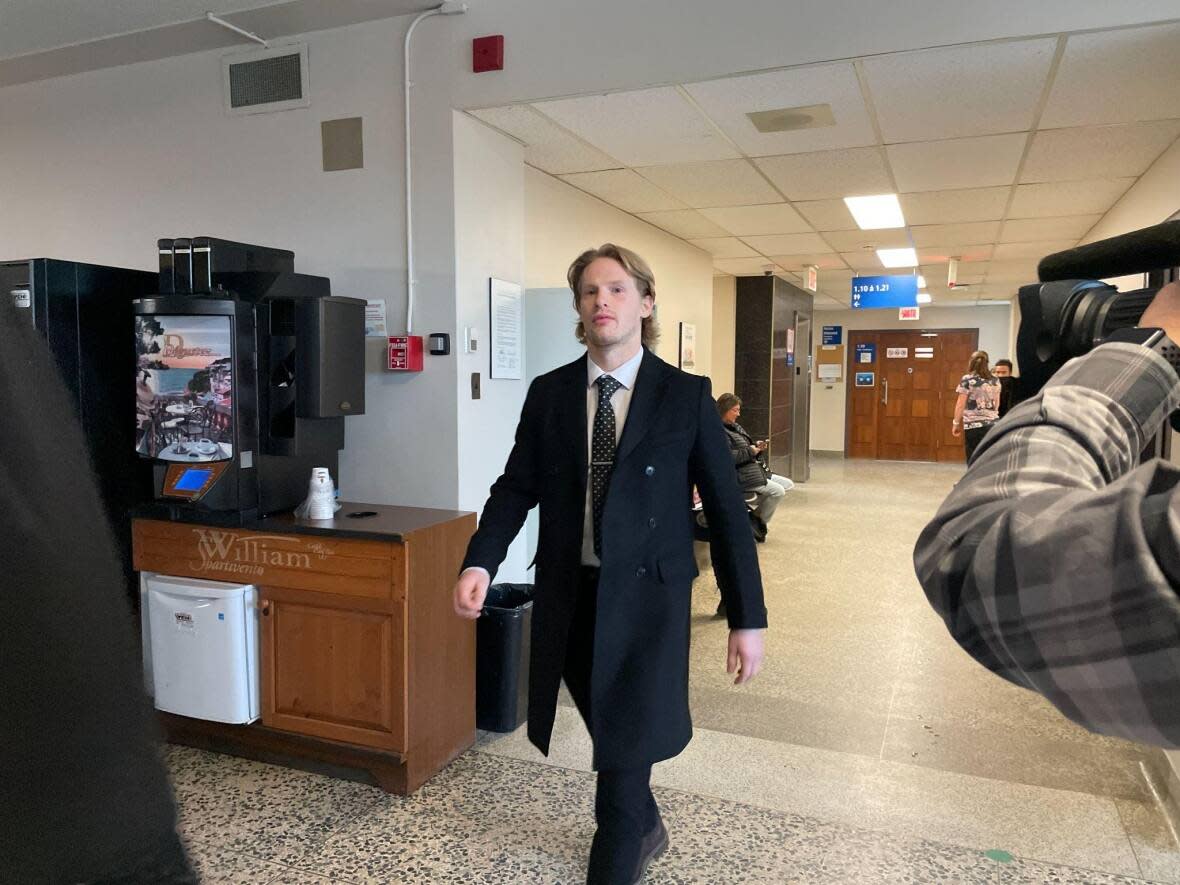 Noah Corson played for the Drummondville Voltigeurs. He was found guilty of sexual assault on Friday. (Thomas Deshaies/Radio-Canada - image credit)