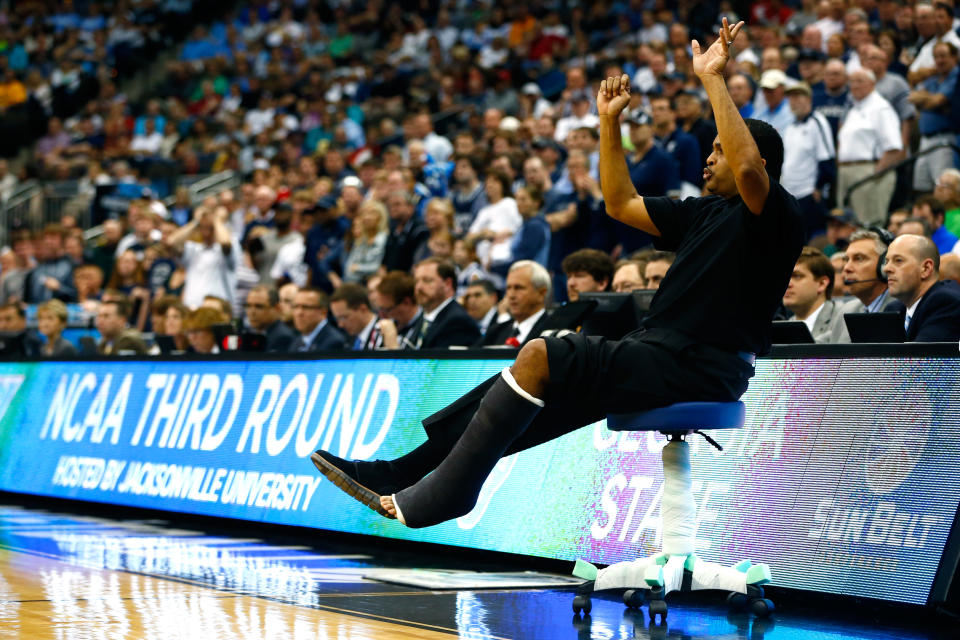 Georgia State coach Ron Hunter will make another trip to the NCAA Tournament this week, and his famous stool is coming with him. (Kevin C. Cox/Getty Images)