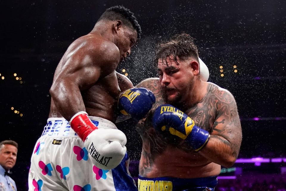 Ruiz Jr (right) during his points win over Luis Ortiz, whom Wilder knocked out twice (EPA)