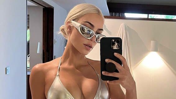 Kim Kardashian Silver Metallic Bikini Instagram