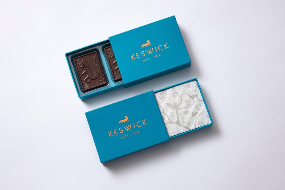 Reflecting its commitment to sustainability and fair trade, Keswick Hall makes its locally inspired turndown chocolate in-house.