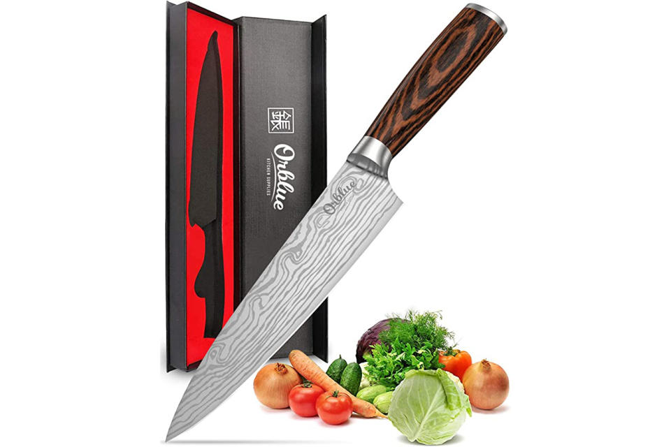 Orblue Chef Knife, 8-Inch High Carbon German Stainless Steel Kitchen Chef's Knife for Cutting, Chopping, Dicing, Slicing & Mincing – Professional Cooking Knife with Ergonomic Handle & Sharp Blade. (Photo: Amazon SG)