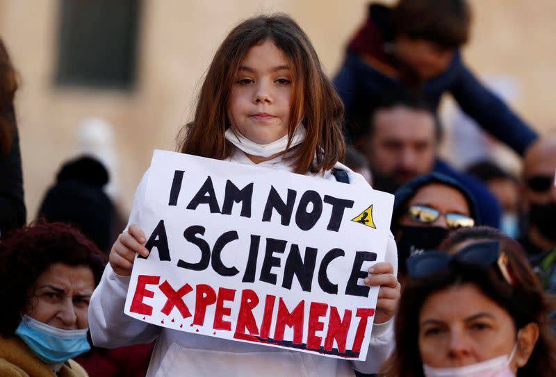 Protest against current and upcoming COVID-19 restrictions in Valletta