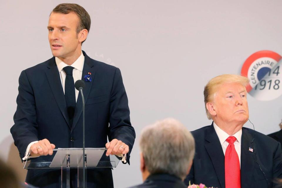 Donald Trump taunted France over the world wars days after appearing with Emmanuel Macron at First World War centenary events (EPA)