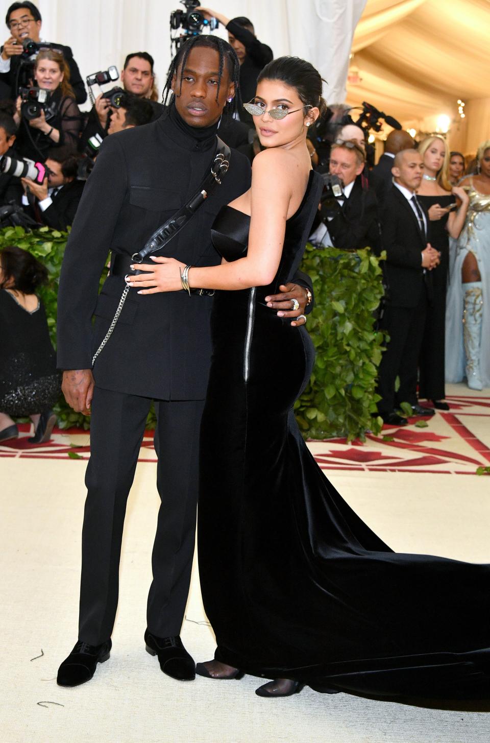 <h1 class="title">Travis Scott in Christian Louboutin shoes and Kylie Jenner in Alexander Wang and Chopard jewelry</h1><cite class="credit">Photo: Getty Images</cite>