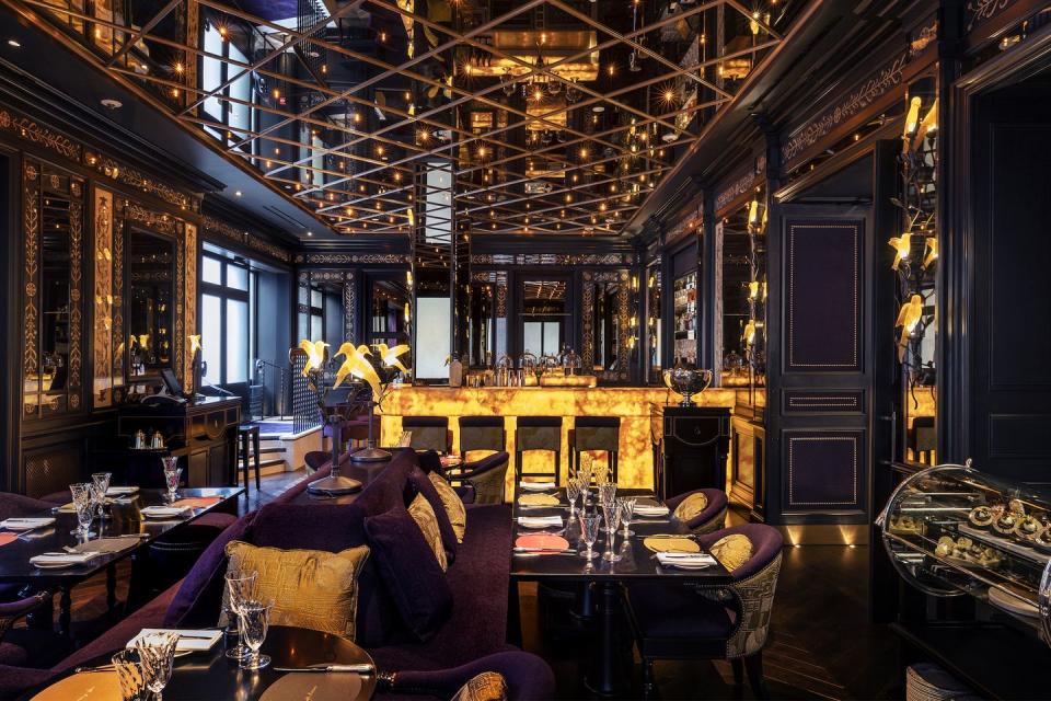 <p>Can’t afford a trip to Venice with your loved one? Instead, take a trip to L’Oscar Restaurant which is inspired by the world’s oldest café in the famous Italian city. </p><p>Decorated with mirrors and gilded panels with a purple, yellow and black interior colour scheme, the restaurant is one of the most romantic spots in the capital and a go-to eatery for early morning breakfasts, lunches and late-night desserts. </p><p>On Valentine’s Day, diners are in for a treat with canapes, oysters, salmon blinis, cote du boeuf, dark chocolate mousse and petit fours on offer. </p><p><strong>Click <a href="https://www.loscarlondon.com" rel="nofollow noopener" target="_blank" data-ylk="slk:here;elm:context_link;itc:0;sec:content-canvas" class="link ">here</a> to find out more.</strong></p><p><strong>Location: 2-6 Southampton Row, Holborn, London WC1B 4AA</strong></p>