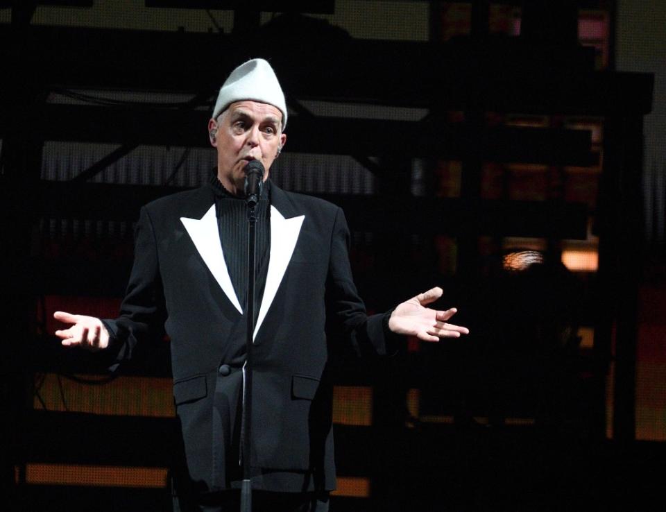 Neil Tennant of Pet Shop Boys performs at Wembley Arena in London on June 17, 2023. Redferns