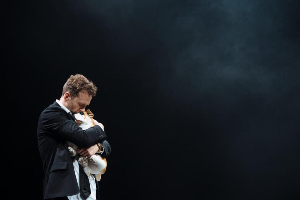 Rafe Spall in Death of England at the National Theatre (Helen Murray)