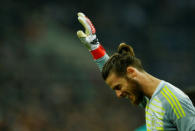 Soccer Football - International Friendly - Germany vs Spain - ESPRIT arena, Dusseldorf, Germany - March 23, 2018 Spain’s David De Gea gestures REUTERS/Thilo Schmuelgen