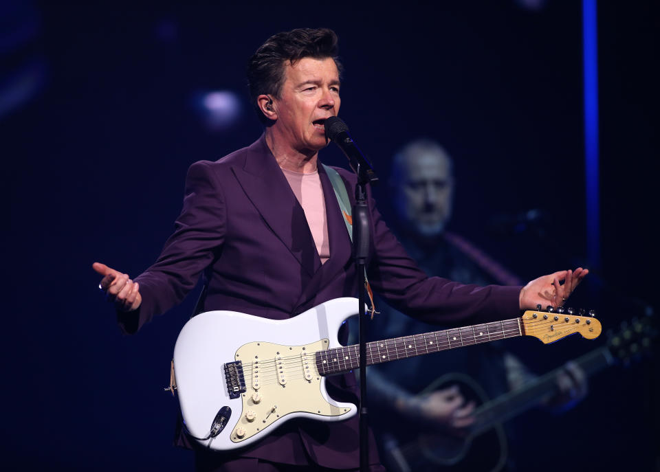 Rick Astley performs at BIC Bournemouth on February 29, 2024 in Bournemouth, England. (Photo by Harry Herd/Redferns)