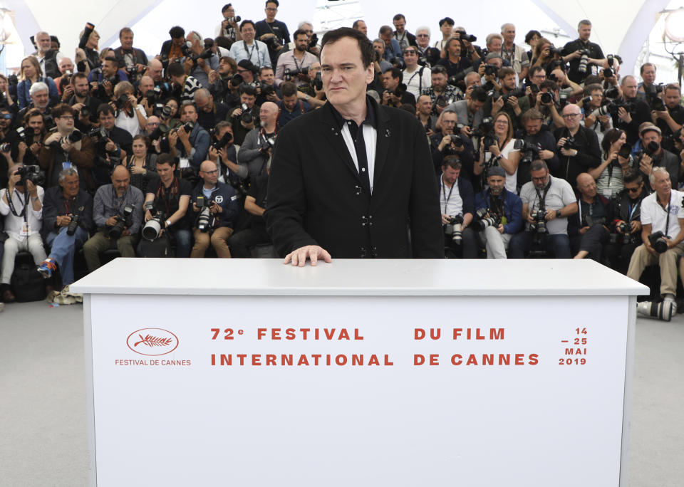 Director Quentin Tarantino poses for photographers at the photo call for the film 'Once Upon a Time in Hollywood' at the 72nd international film festival, Cannes, southern France, Wednesday, May 22, 2019. (Photo by Vianney Le Caer/Invision/AP)