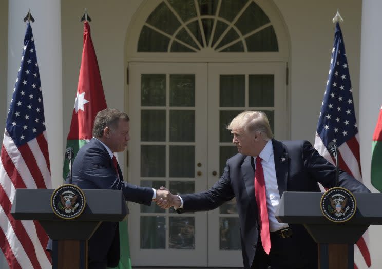 Jordan’s King Abdullah II and President Trump in the Rose Garden of the White House