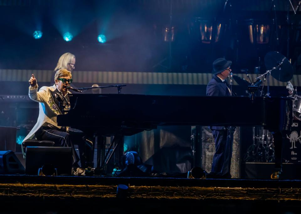 Elton John performs at Nissan Stadium Sunday, Oct 2, 2022; Nashville, TN, USA;  Mandatory Credit: Alan Poizner-The Tennessean