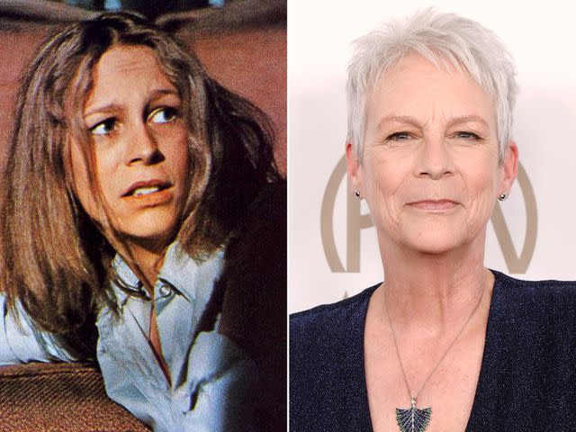 <p>Allstar Picture Library Limited. / Alamy ; Taylor Hill/Getty</p> Jamie Lee Curtis as Laurie Strode in 'Halloween' in 1978. ; Jamie Lee Curtis at the 2023 Producers Guild Awards.